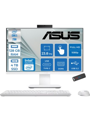 Asus Expertcenter P440VAT Aio Intel Core 5-210H Upto 4.8ghz 128GB Ddr5 4tb SSD  Intel® Graphics 23.8" Fhd Dokunmatik Srgb: 100% Freedos Allınone Bilgisayar P440VATC516512W0DF40+ZETTAUSBBELLEK