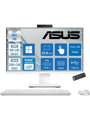 Asus Expertcenter P440VAT Aio Intel Core 5-210H Upto 4.8ghz 96GB Ddr5 256GB SSD  Intel® Graphics 23.8" Fhd Dokunmatik Srgb: 100% WIN11PRO Allınone Bilgisayar P440VATC516512W0DP31+ZETTAUSBBELLEK