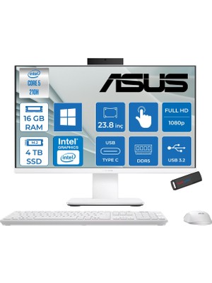 Asus Expertcenter P440VAT Aio Intel Core 5-210H Upto 4.8ghz 16GB Ddr5 4tb SSD  Intel® Graphics 23.8" Fhd Dokunmatik Srgb: 100% WIN11PRO Allınone Bilgisayar P440VATC516512W0DP05+ZETTAUSBBELLEK