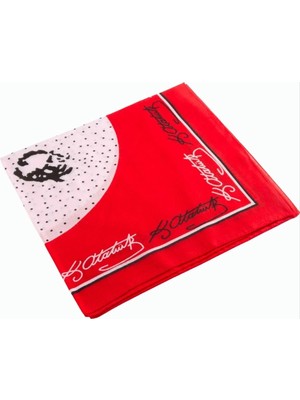 Zero Land Dpmix-Hb Atatürk Imzalı Desenli Bandana 50X50 Kırmızı