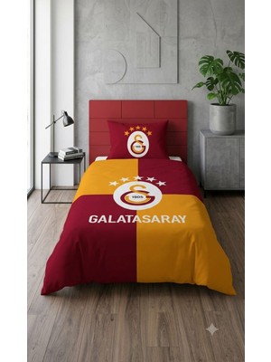 Taç Lisanslı Galatasaray Efsane ( 120 x 200 cm Lastikli Çarşaflı ) Tek Kişilik Nevresim Takımı