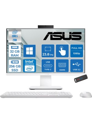Asus Expertcenter P440VAT Aio Intel Core 5-210H Upto 4.8ghz 32GB Ddr5 256GB SSD  Intel® Graphics 23.8" Fhd Dokunmatik Srgb: 100% WIN11HOME Allınone Bilgisayar P440VATC516512W0DH11+ZETTAUSBBELLEK