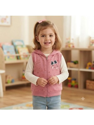 Erca Home Tekstil Ürünleri % 100 Pamuklu Şardonsuz Iki Iplik Kedi Kız Yelek 12 Ay,2y,3y,4y 5 Y Kız Fuşya