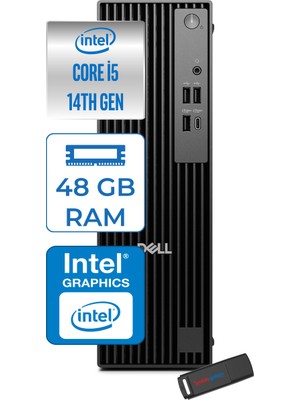 Dell Pro Slim Sff QCS1250 Intel® Core™ I5-14500 Vpro 48GB Ddr5 4tb SSD Intel® UHD Graphics 770 Freedos Small Form Factor Masaüstü Bilgisayar QCS125014500F20+ZETTAUSBBELLEK