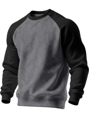 Ghassy Co. Erkek Bisiklet Yaka Spor Sweatshirt Basic Günlük Rahat Pamuklu Uzun Kollu Sweat