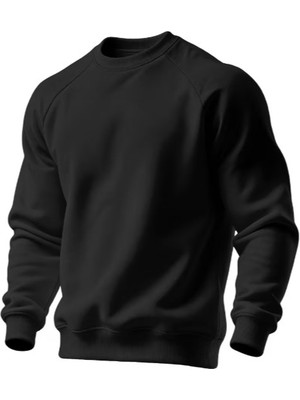 Ghassy Co. Erkek Bisiklet Yaka Spor Sweatshirt Basic Günlük Rahat Pamuklu Uzun Kollu Sweat