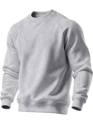Ghassy Co. Erkek Bisiklet Yaka Spor Sweatshirt Basic Günlük Rahat Pamuklu Uzun Kollu Sweat
