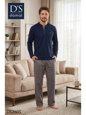 ALFA AKSESUAR 03 D's Damat 2605 Erkek Royal Uzun Kol Pijama Takımı