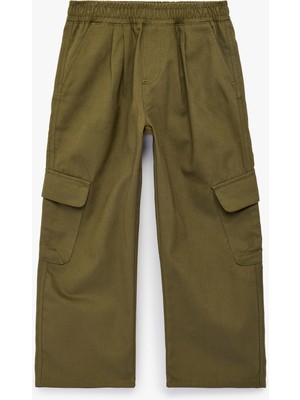 Koton Beli Lastikli Cep Detaylı Pamuklu Gabardin Oversize Kargo Pantolon