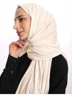 Samara Scarf Luxury Penye Şal - Kadın Tesettür Jersey Hijab Lycra Shawl Krem