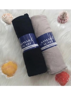 Samara Scarf 2 Adet Luxury Penye Şal - Kadın Tesettür Jersey Hijab Lycra Shawl - Siyah - Taş