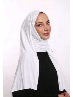 Samara Scarf Luxury Penye Şal - Kadın Tesettür Jersey Hijab Lycra Shawl Beyaz