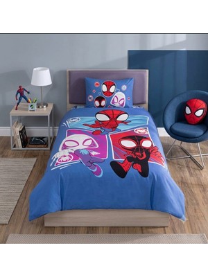 Taç Lisanslı Spidey Adventure ( 120 x 200 cm Lastikli Çarşaflı ) Tek Kişilik Nevresim Takımı