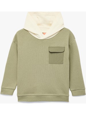 Koton Kapaklı Cep Detaylı Pamuklu Bisiklet Yaka Uzun Kollu Kapşonlu Sweatshirt