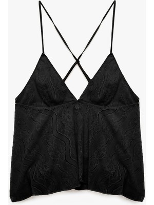 Koton Rahat Kalıp Ince Askılı V Yaka Dantelli Pijama Üstü