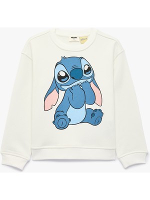 Koton Stitch Baskılı Şardonlu Uzun Kollu Bisiklet Yaka Lisanslı Sweatshirt