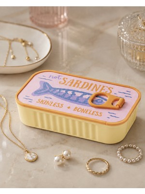 Eilo Sardalya Konservesi Sardines Takı Kutusu - Pembe & Sarı Yüzük, Küpe ve Aksesuar Organizeri