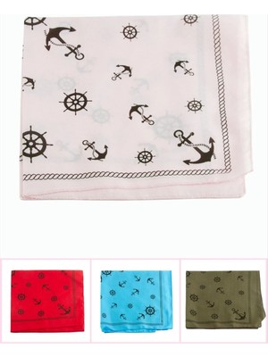 Zero Land Dpmix-Hb Dümen Çapa Desenli Keten Bandana 50X50 Ebruli