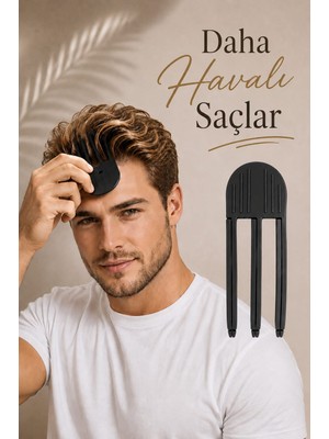 Invictus Design Kadın ve Erkek 1 Adet 3 Dişli Siyah Kabarık Saç Kaldırma Kök Volüm Isısız Şekillendirici Tarak Perçem Hacim Verici Kore Klips Saç Aksesuar Iz Bırakmaz