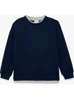 Koton Viskon Karışımlı Bisiklet Yaka Uzun Kollu Sweatshirt