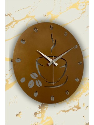 St. Morritz Coffe Model Metal Lazer Kesim Akar Sessiz Mekanizmalı Duvar Saati (40*40 Cm)
