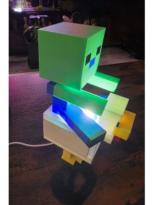 St. Morritz Minecraft Creeper ve Tavuk Tasarımlı Gece Lambası