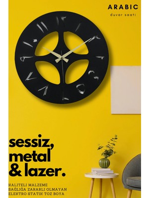 St. Morritz Arabic Model Metal Lazer Kesim Akar Sessiz Mekanizmalı Duvar Saati (40*40 Cm)
