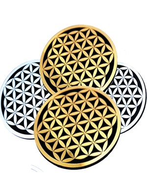 St. Morritz Yaşam Çiçeği Kutsal Geometri Desenli Bardak Altlığı 4 Lü Takım