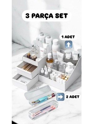 St. Morritz 3'lü Rose Multix Kozmetik Düzenleyici Set -1 Adet Rose Organizer 2 Adet Multix Makyaj Organizer Seti