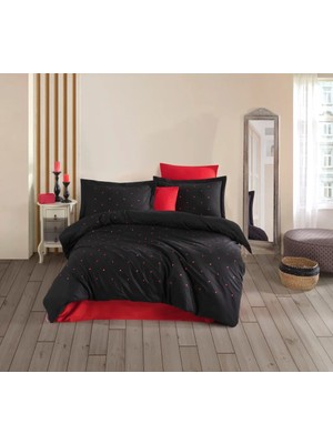 TeknoKapsül Çift Kişilik Poplin Premium Nakışlı Nev Lubow Siyah