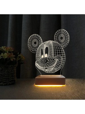 St. Morritz 3D Ilizyon Lamba Dekoratif Gece Lambası Çocuk Odası Mickey Fare Gece Lambası