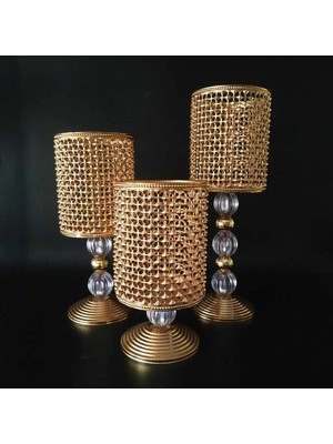 St. Morritz 3 Lü Salon Şamdan Mumluk Set