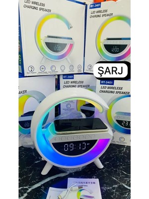 St. Morritz YN-2388P Hoparlör,7 Renk,saat,bluetooth,kablosuz Şarj Cihazı LED Gece Masa Lambası