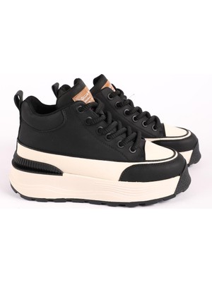 Guja Kadın Kalın Taban Bağcıklı Spor Ayakkabı & Sneaker Siyah