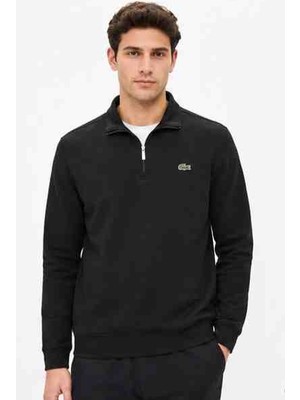 Lacoste Fermuar Yaka Siyah Regular Fit Uzun Kol