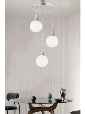 St. Morritz Damla 3'lü Yuvarlak Krom Modern Koridor Mutfak Salon Avize