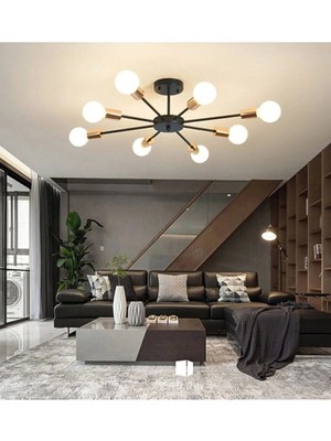 St. Morritz Yıldız Salon - Mutfak - Cafe Model Tavan Plofonyer 8 Li Avize (Ampulsüz)