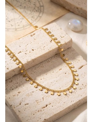 Inure Jewelry Gold Renk Yıldız Pul Model 60 cm Kadın Kolye