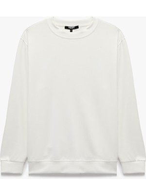 Koton Uzun Kollu Viskon Karışımlı Scuba Kumaş Bisiklet Yaka Basic Sweatshirt