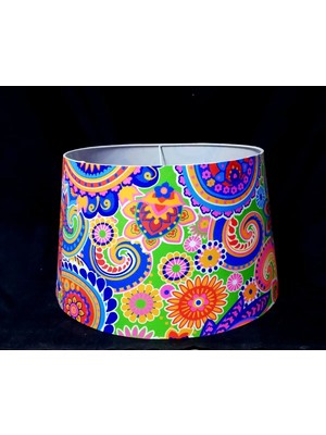 St. Morritz Büyük Abajur Başlığı Renkli Abajurşapkası Çap: 40 Cm. Metal Iskelet