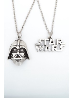Alooya 2'li Star Wars - Darth Vader Gümüş Kaplama Kolye Seti