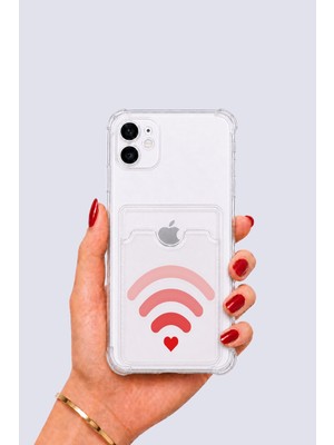 TKÇ iPhone 12 Kartlıklı Aşk Sinyali Desenli Kılıf