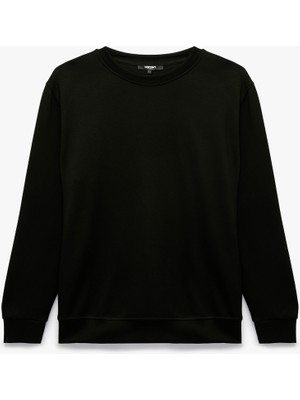 Koton Uzun Kollu Viskon Karışımlı Scuba Kumaş Bisiklet Yaka Basic Sweatshirt