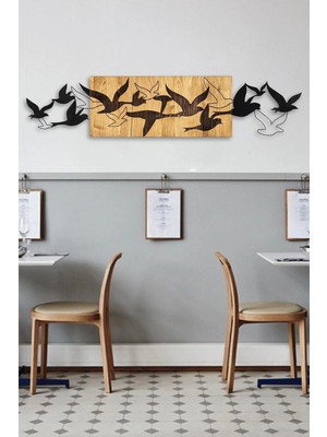 St. Morritz Doreart Bird Ahşap & Metal Duvar Tablosu, Ev Ofis Duvar Panosu