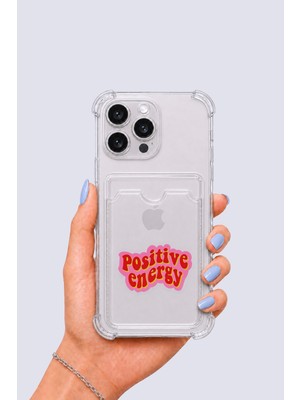 TKÇ iPhone 13 Pro Max Kartlıklı Pozitif Enerji Desenli Kılıf