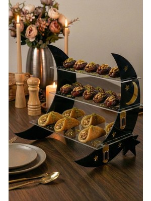 St. Morritz Ramazan Hilal Şeklinde Akrilik Sunum Sofra Iftar Dekoru - Islami Ev Ofis Dekorasyonu