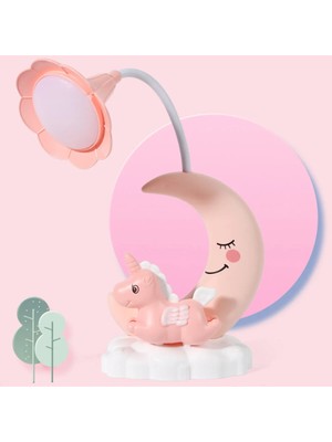 St. Morritz Unicorn ve Ay Masa Lambası, Pembe, 20X17
