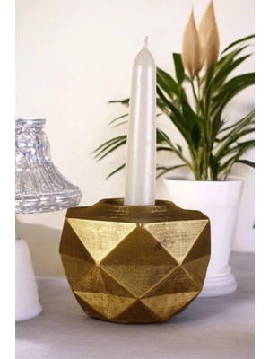 St. Morritz Şamdan Mumluk Dekoratif Mumluk Tealight Mumluk Altın Eskitme Renk Model 45