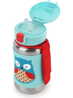 NW NessiWorld Zoo Pipetli Paslanmaz Çelik Suluk 350 ml Baykuş