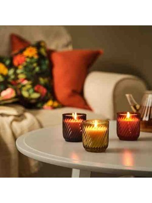 Ikea Törnfågel Karışık Renkler 20 Saat Bardakta Kokulu Mum3 Parça